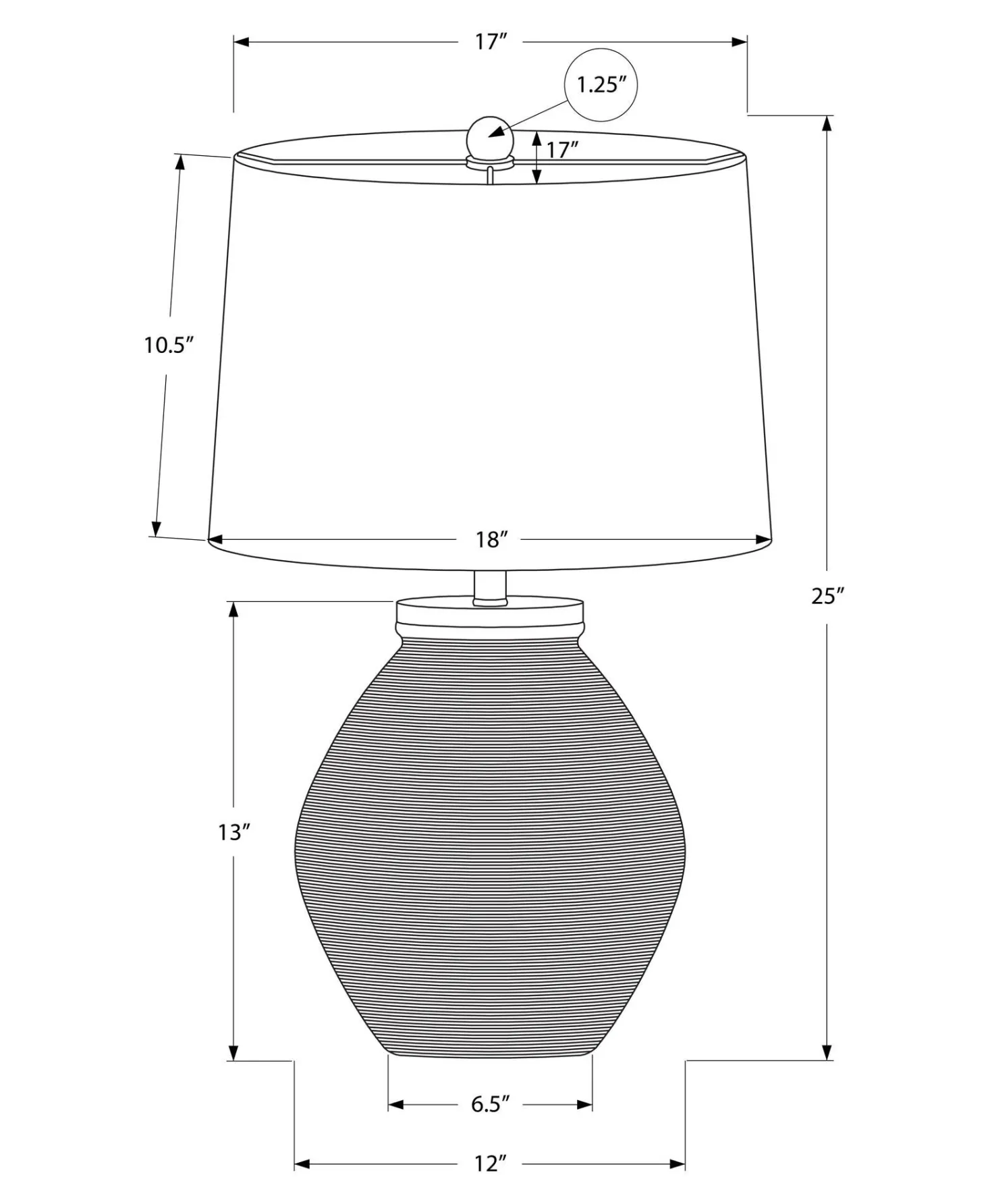 Lampe de table 25"H en béton