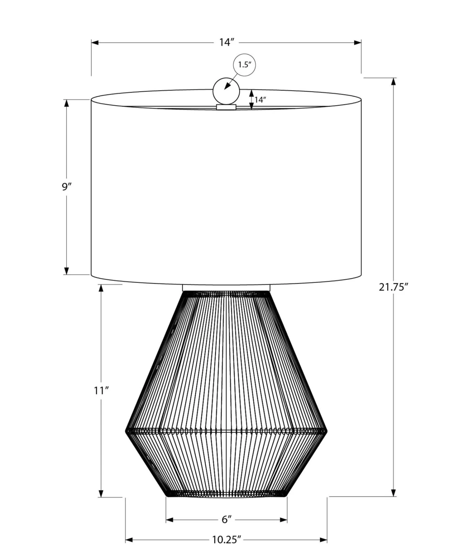 Lampe de table 22"H en corde