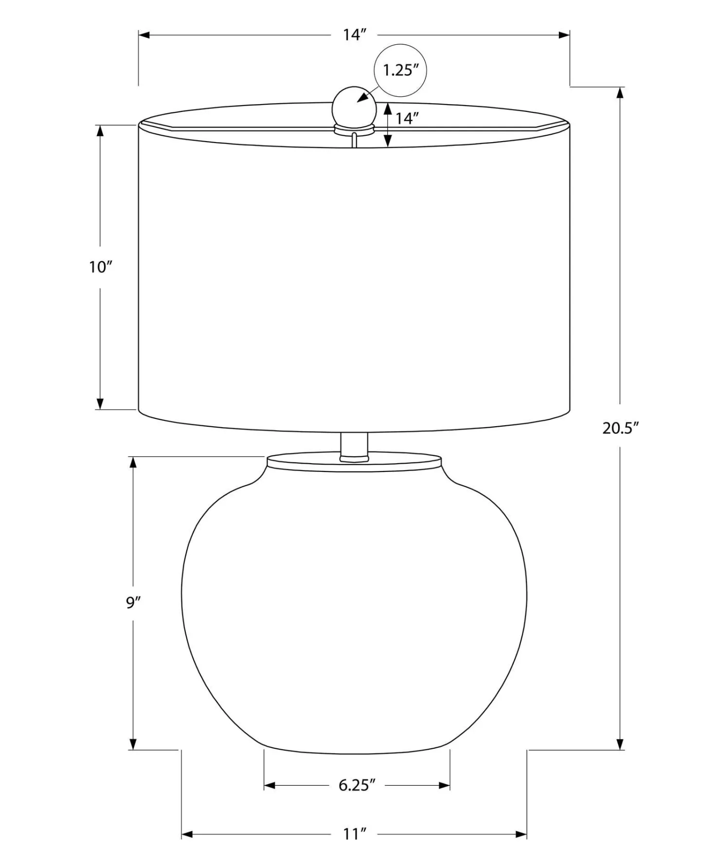 Lampe de table 21"H en céramique