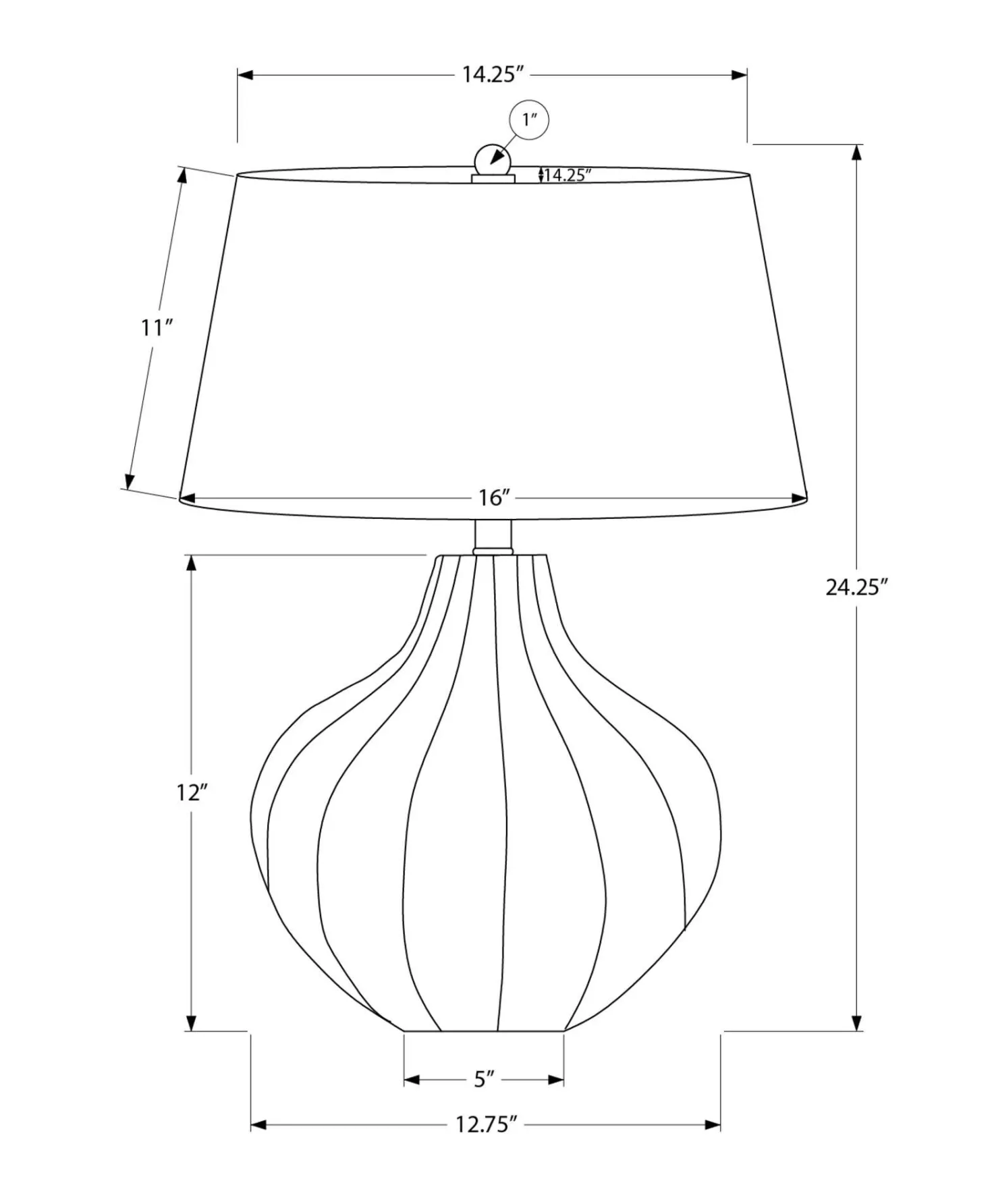 Lampe de table 24"H en céramique