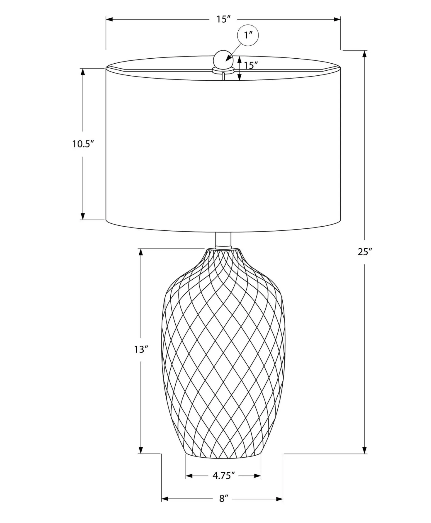 Lampe de table 25"H en céramique