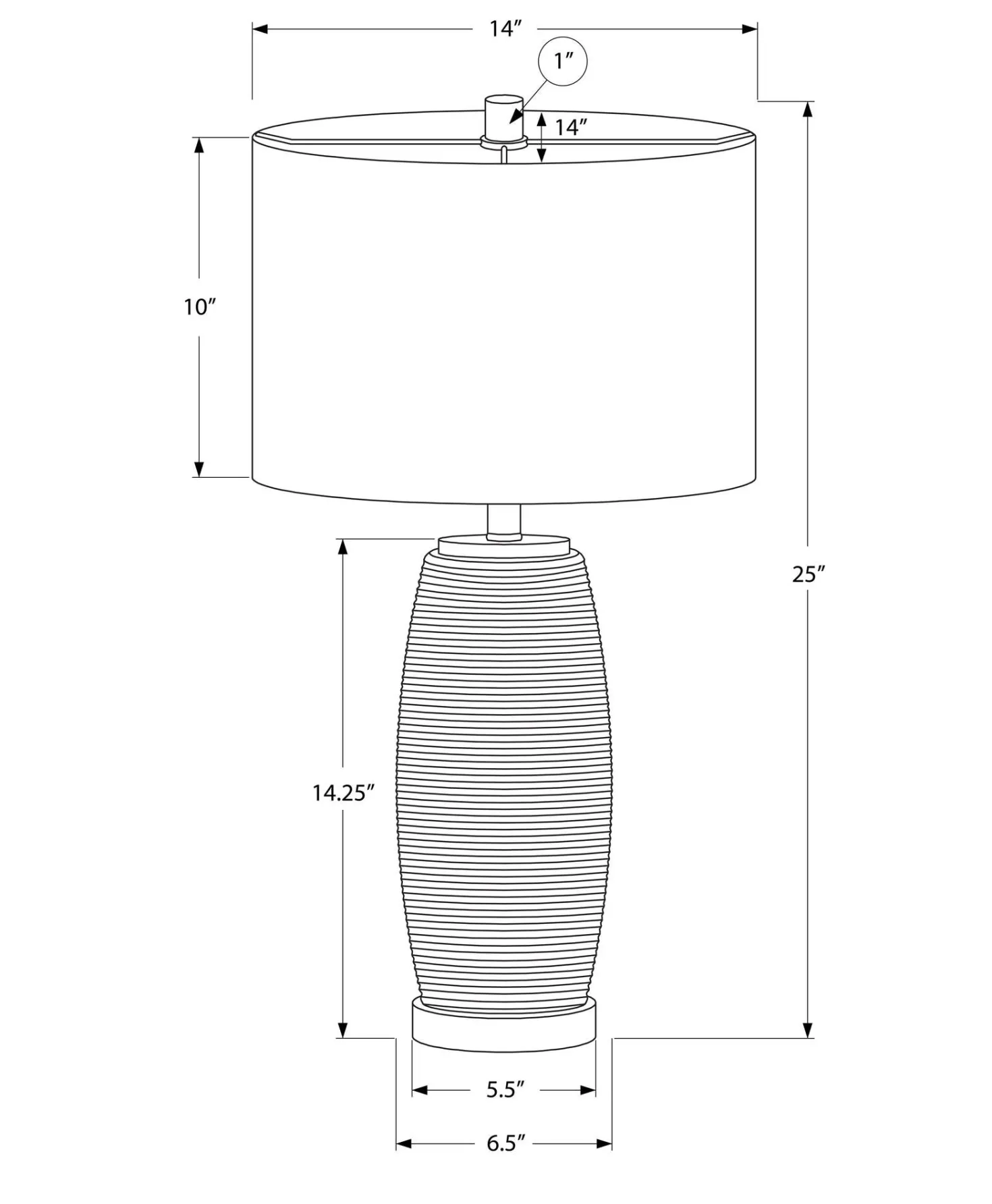 Lampe de table 25"H en céramique