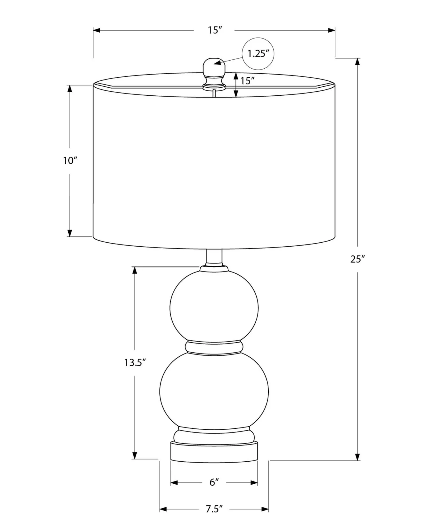 Lampe de table 25"H en céramique
