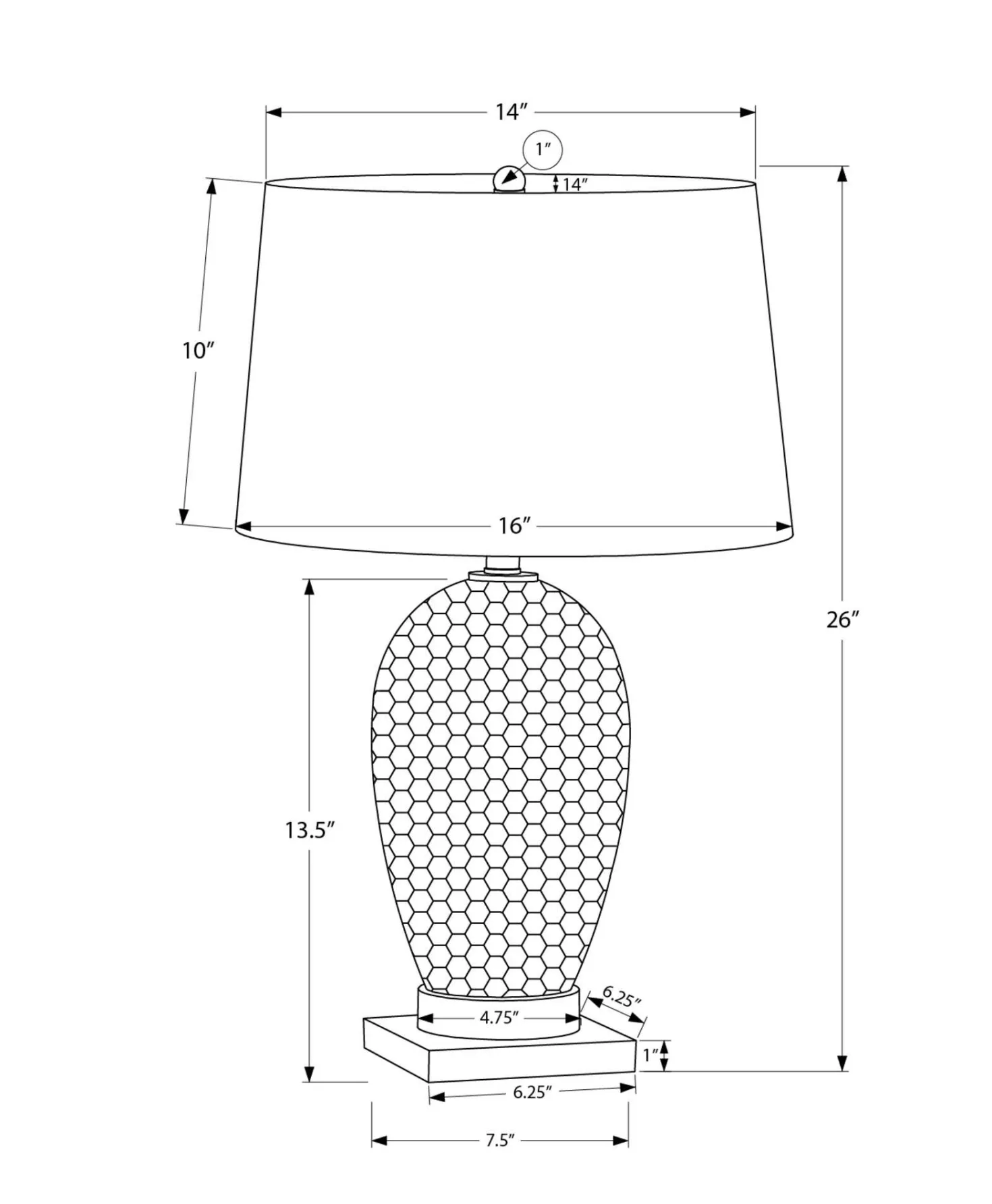 Lampe de table 26"H en céramique