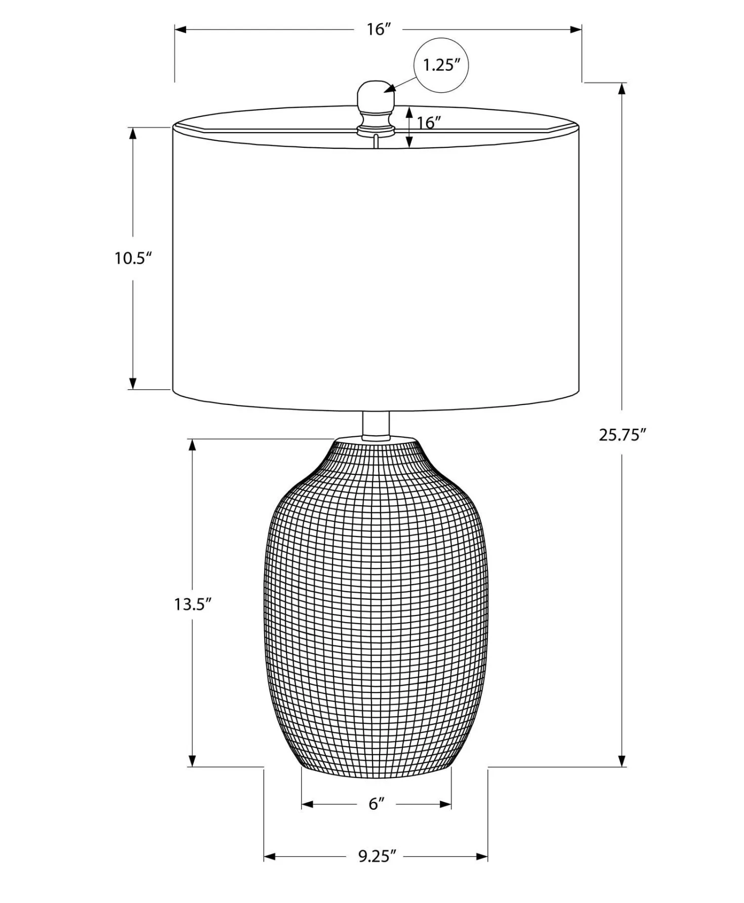 Lampe de table 26"H en céramique