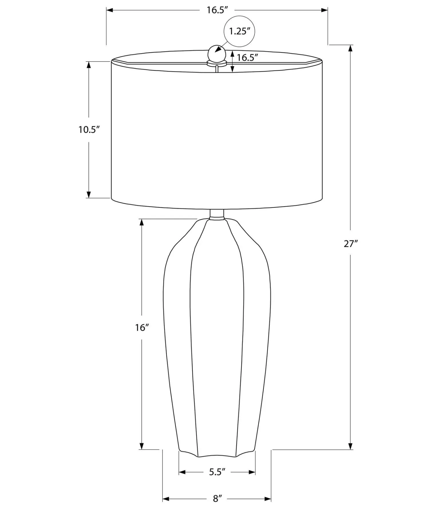 Lampe de table 27"H en céramique