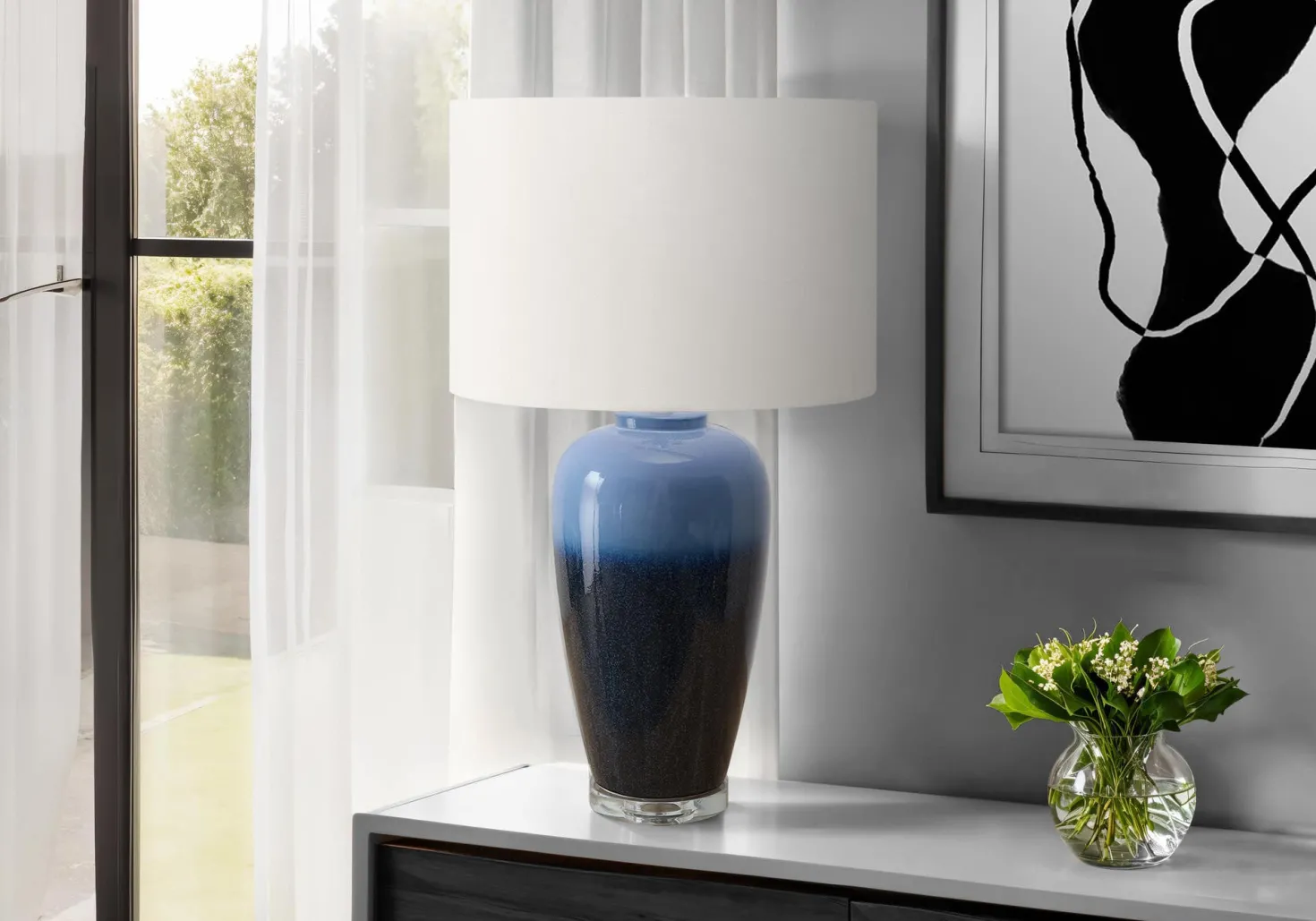 Lampe de table 29"H en céramique