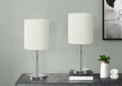 lampe de table 17"H en métal avec ports usb (bte de 2)