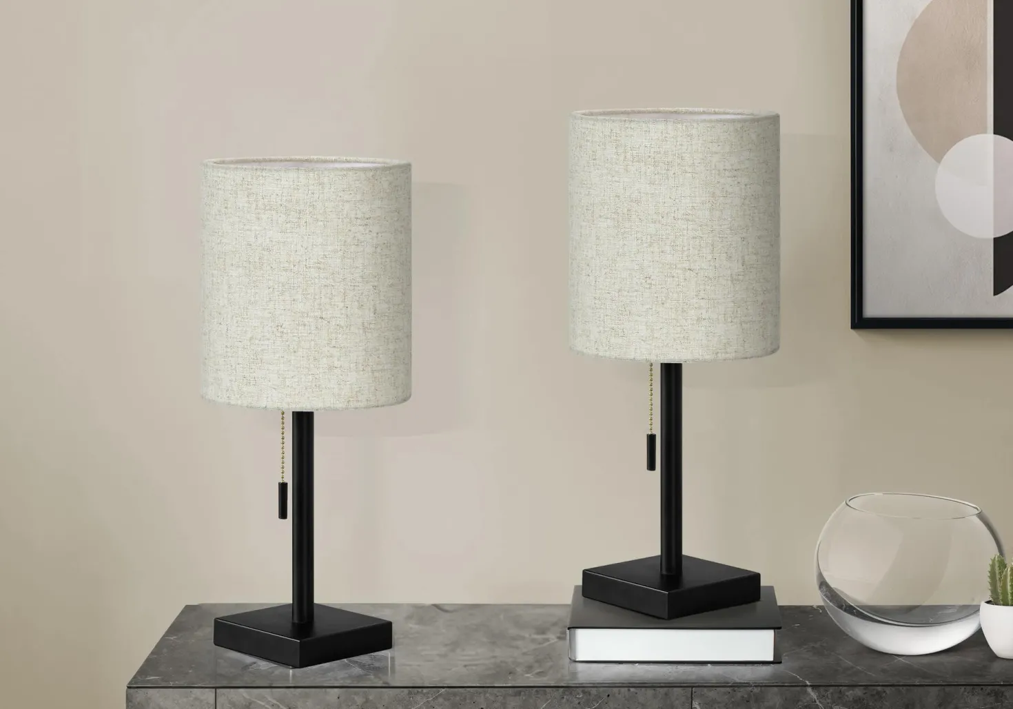 lampe de table 17"H en métal avec ports usb (bte de 2)