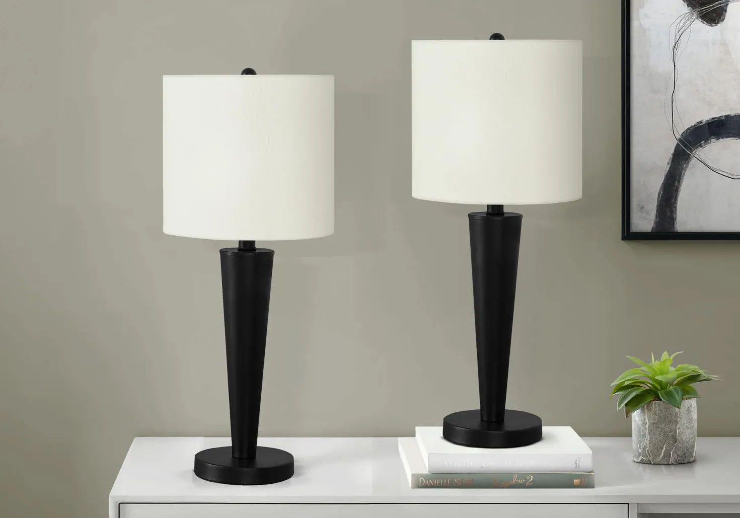 lampe de table 24"H en métal avec ports usb (bte de 2)