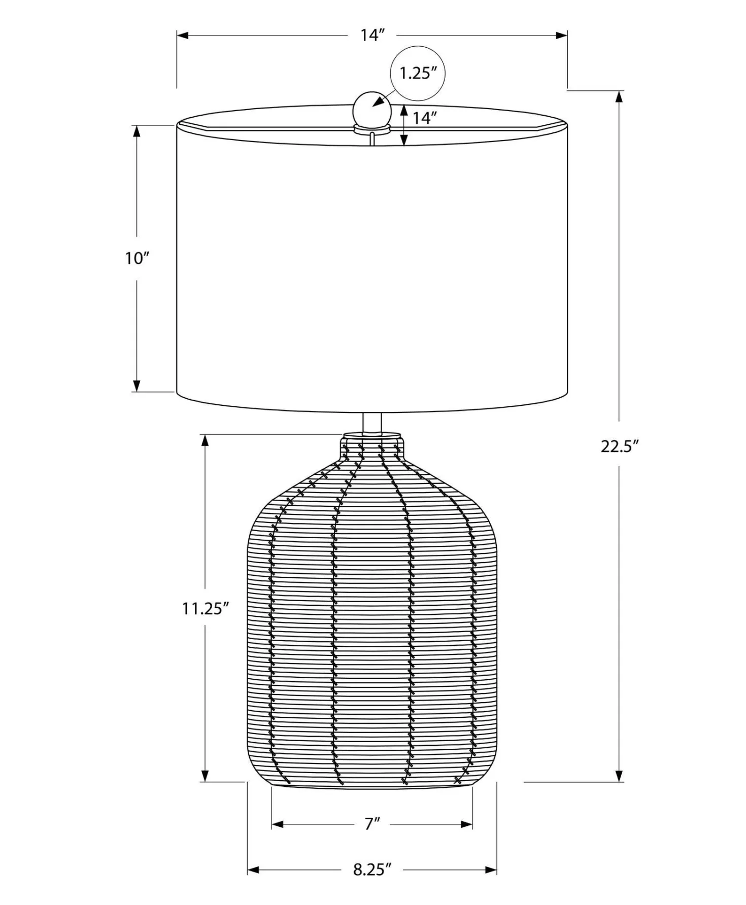 Lampe de table 23"H en rotin
