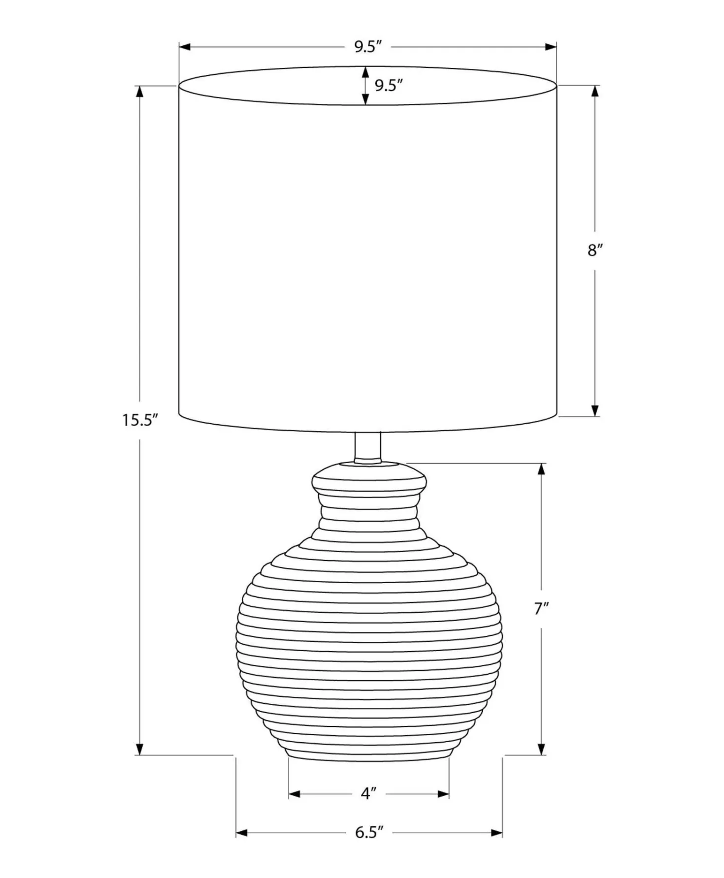 Lampe de table 16"H en résine