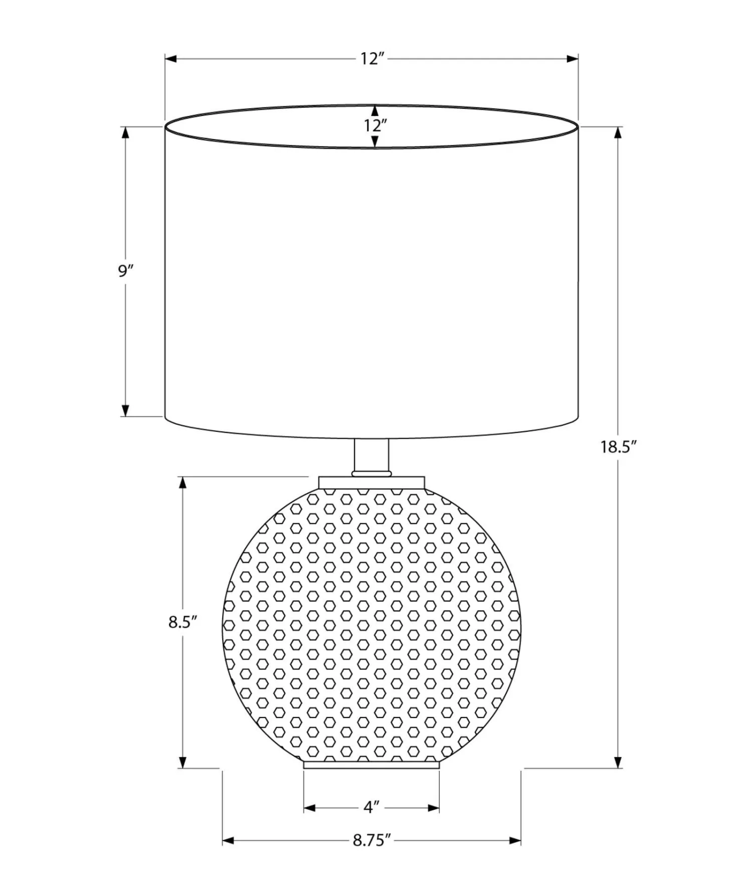 Lampe de table 19"H en résine