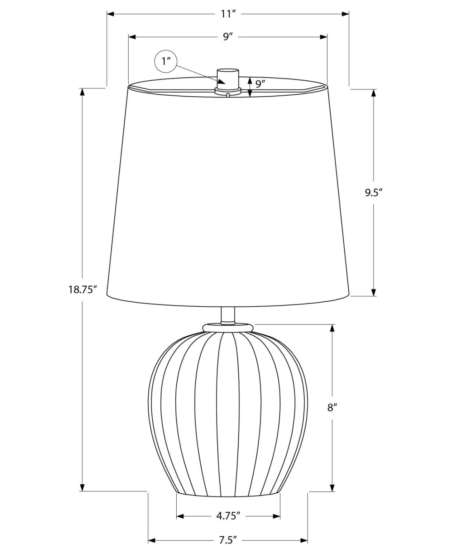 Lampe de table 19"H en résine