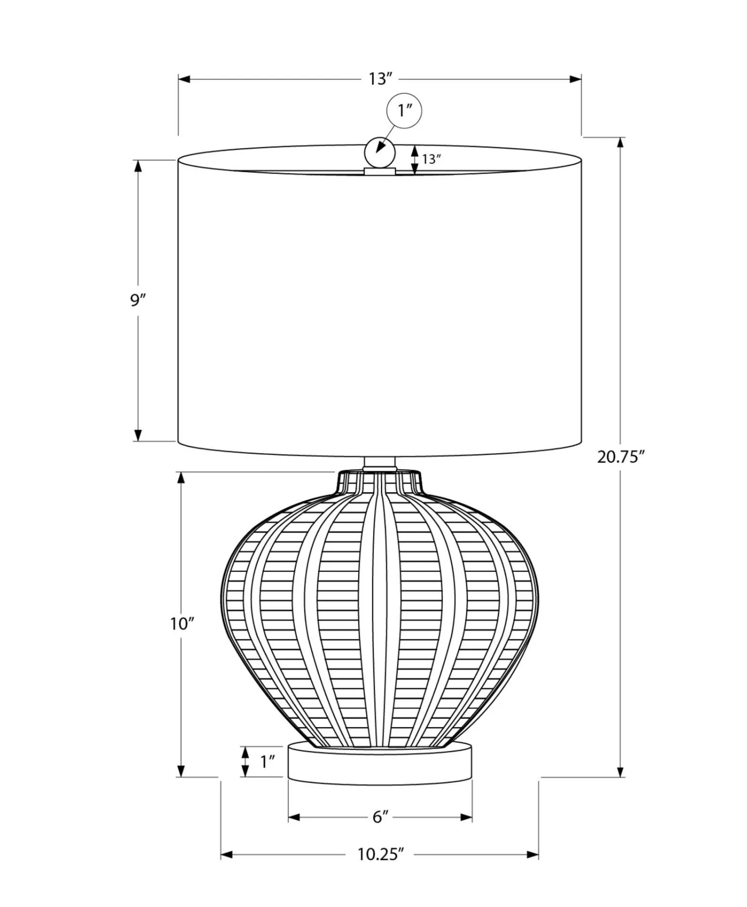 Lampe de table 21"H en résine