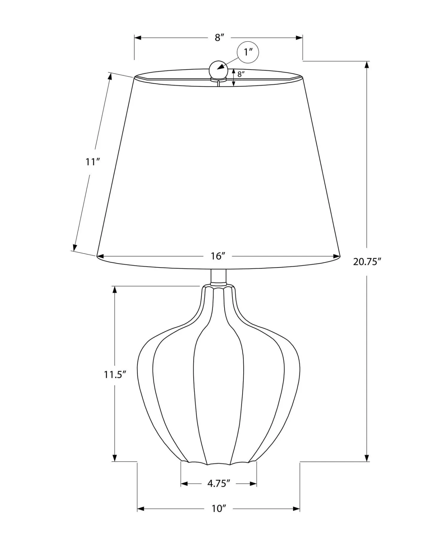 Lampe de table 21"H en résine