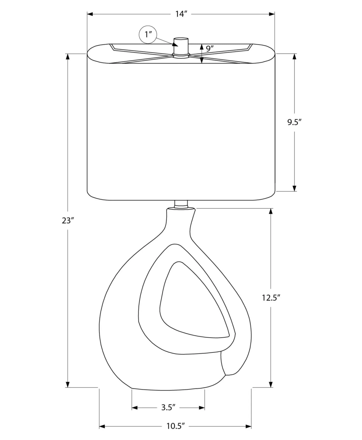 Lampe de table 23"H en résine