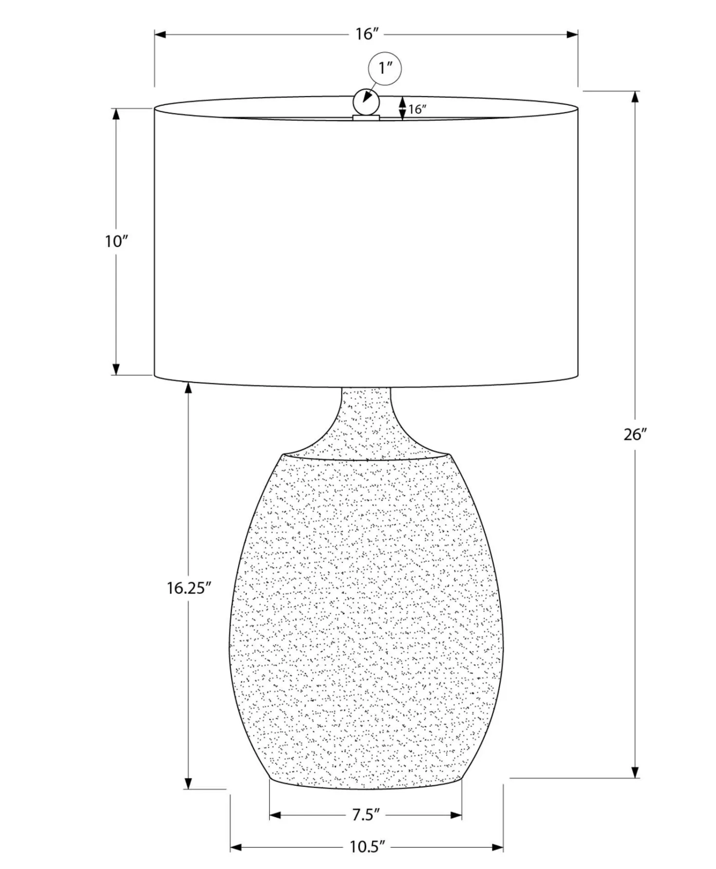 Lampe de table 26"H en résine
