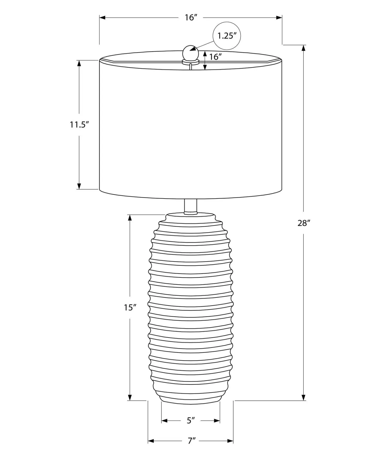 Lampe de table 28"H en résine