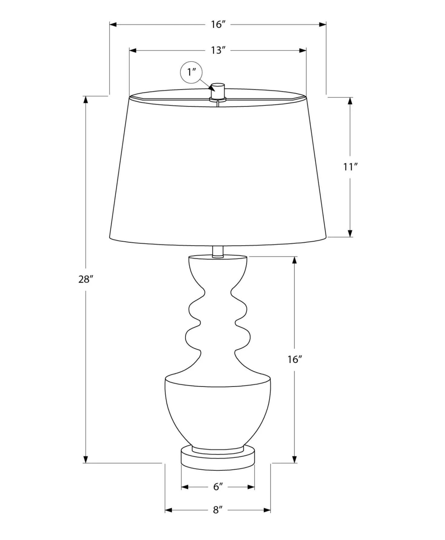 Lampe de table 28"H en résine