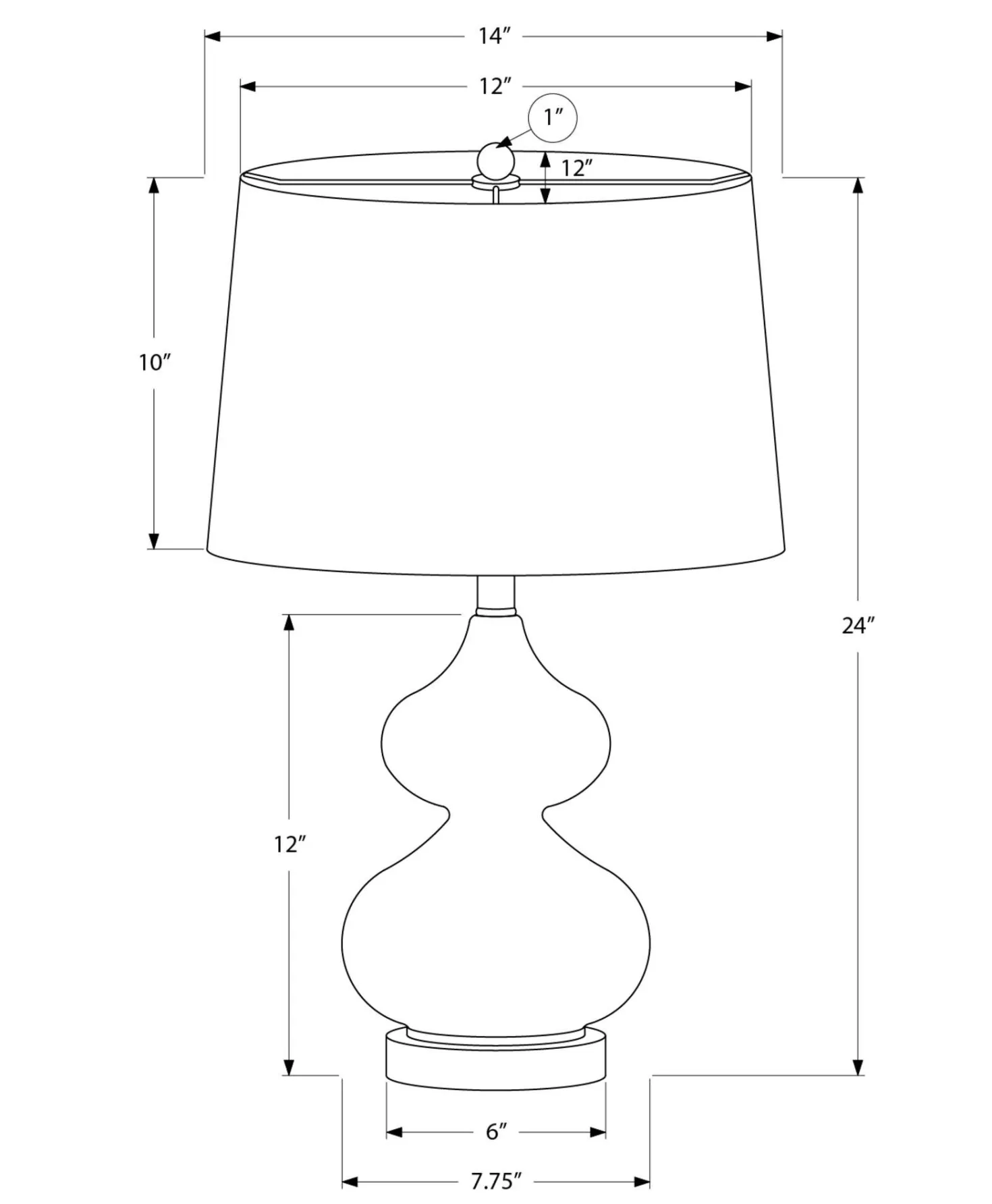 Lampe de table 24"H en verre