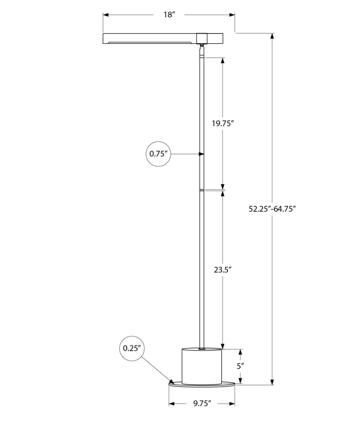 Lampe sur pied 65" en métal