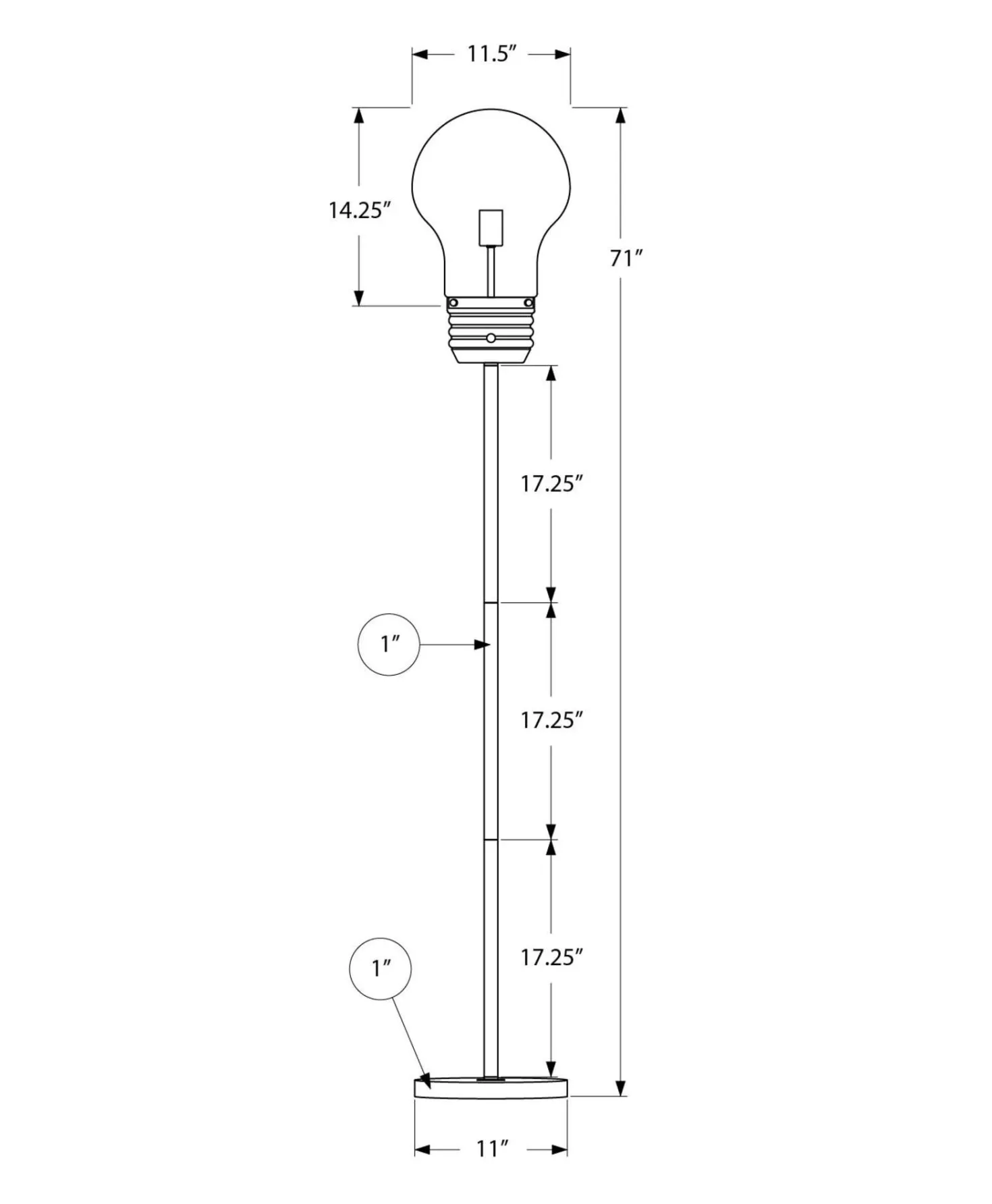 Lampe sur pied 71" en métal