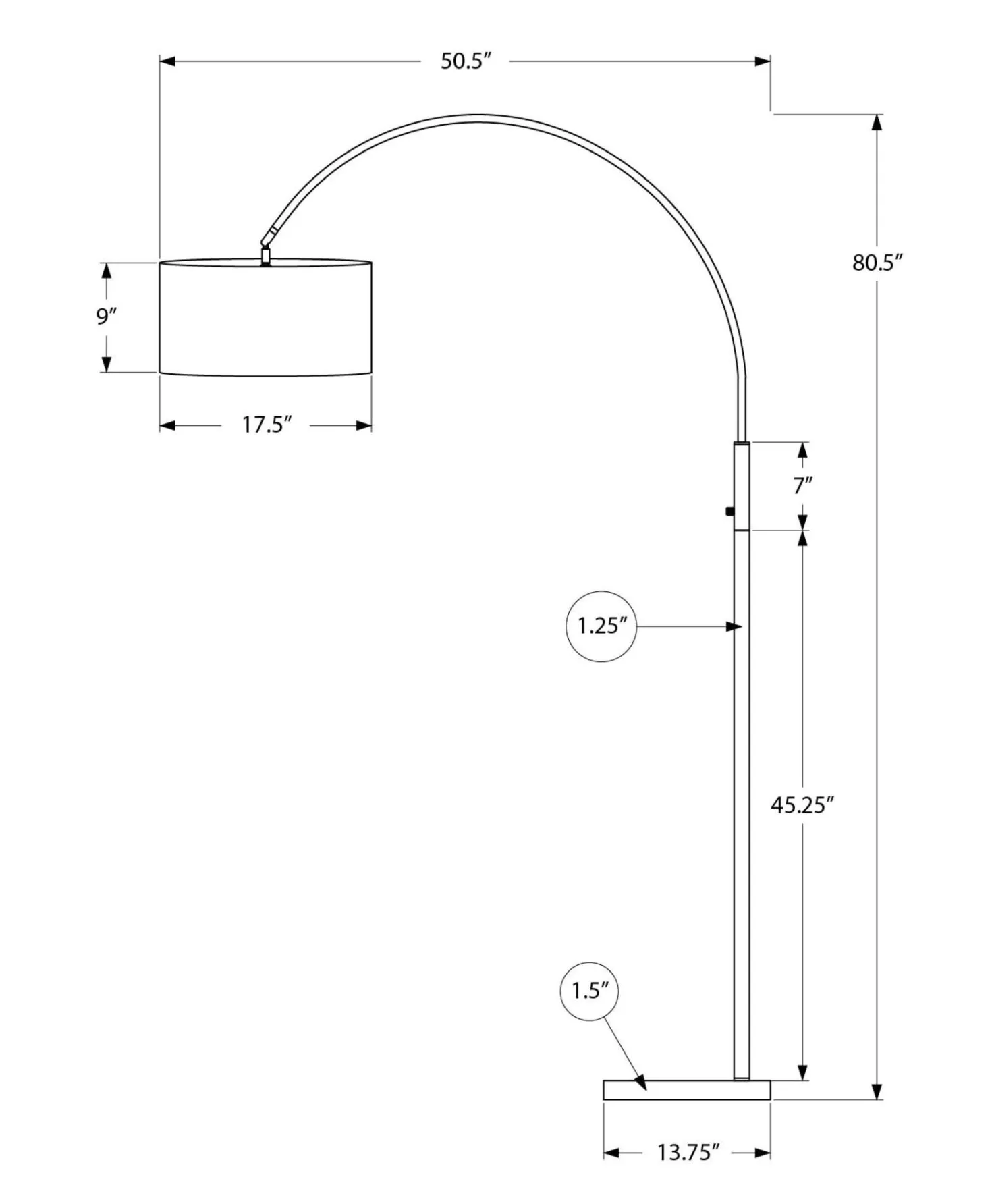 Lampe sur pied 81" en métal