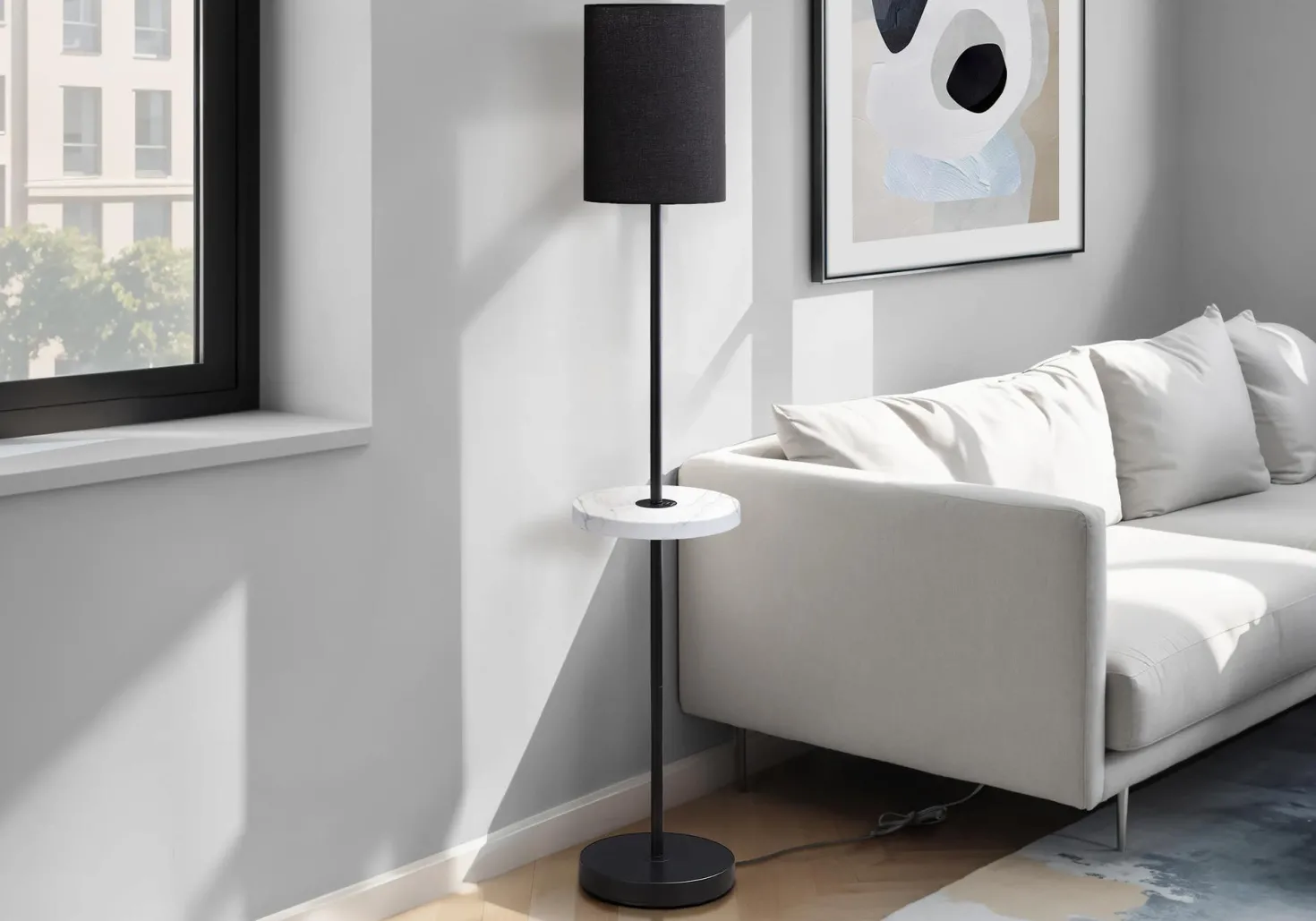 Lampe sur pied 62"H en métal avec port usb