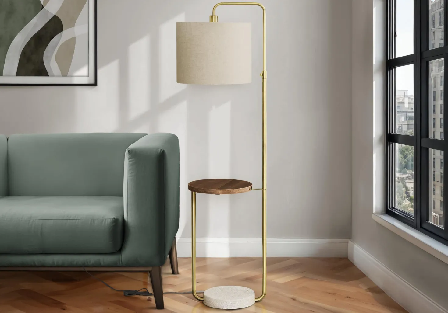 Lampe sur pied 67"H en métal avec ports usb