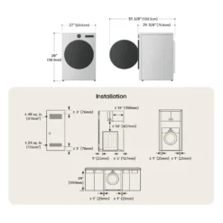 LG Ensemble laveuse sécheuse, Acier graphite, Chargement frontal