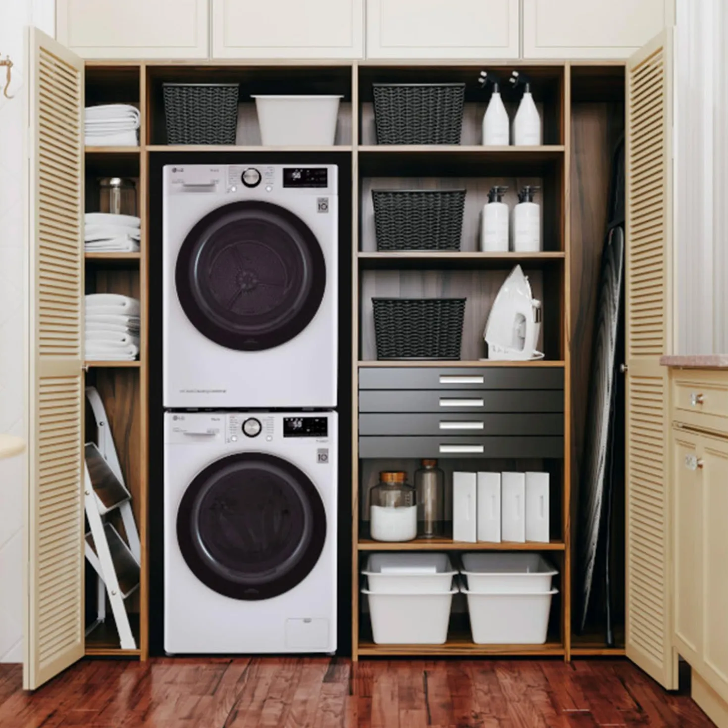 LG Ensemble laveuse sécheuse, Blanc, Chargement frontal