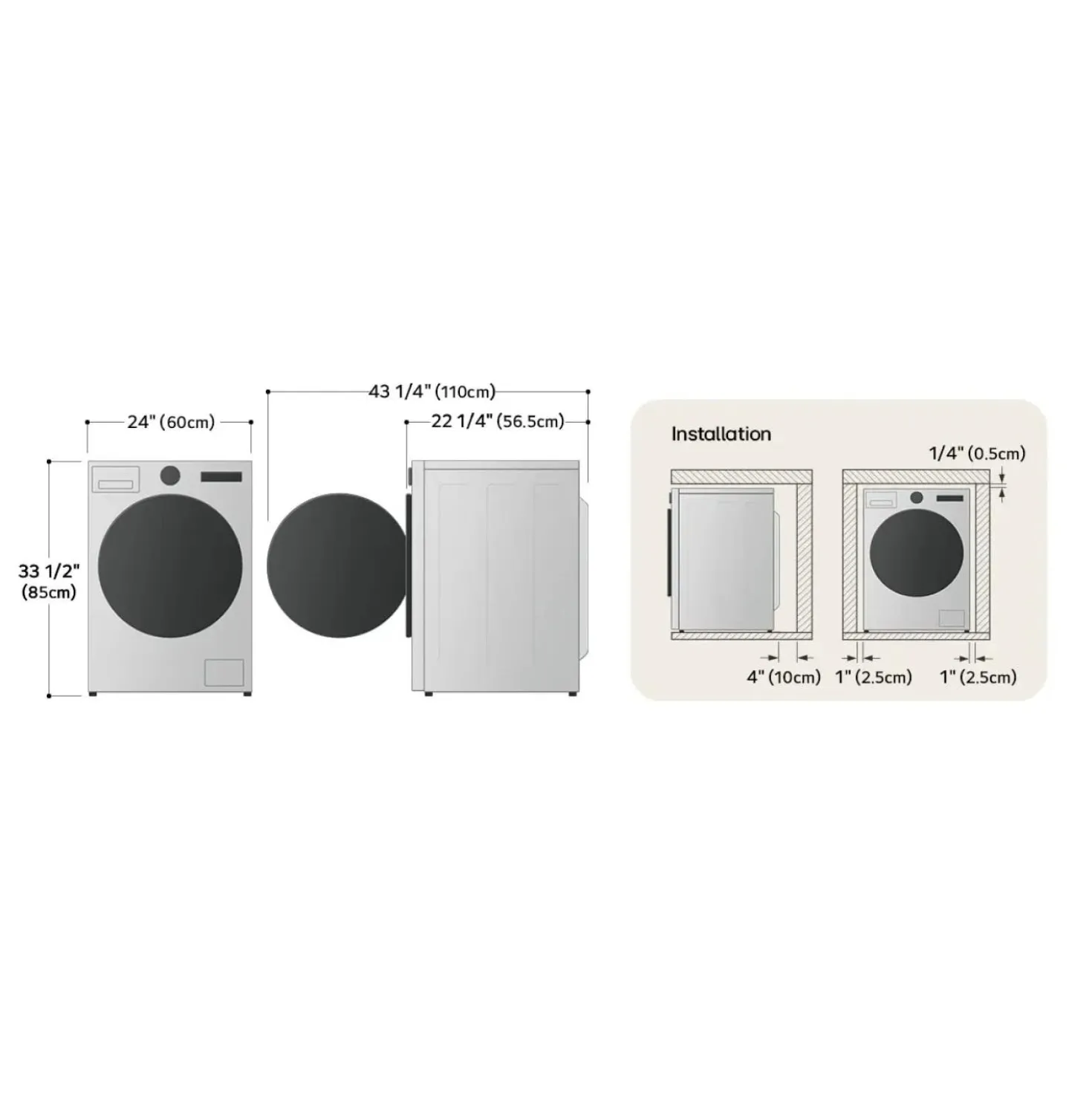 LG Ensemble laveuse sécheuse, Blanc, Chargement frontal