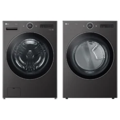 LG Ensemble laveuse sécheuse, Inox noir, Chargement frontal