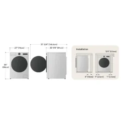 LG Ensemble laveuse sécheuse, Inox noir, Chargement frontal