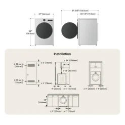 LG Ensemble laveuse sécheuse, Inox noir, Chargement frontal