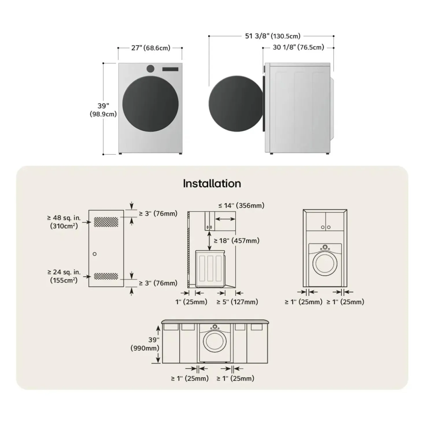 LG Ensemble laveuse sécheuse, Inox noir, Chargement frontal