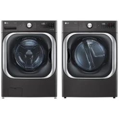LG Ensemble laveuse sécheuse, Inox noir, Chargement frontal