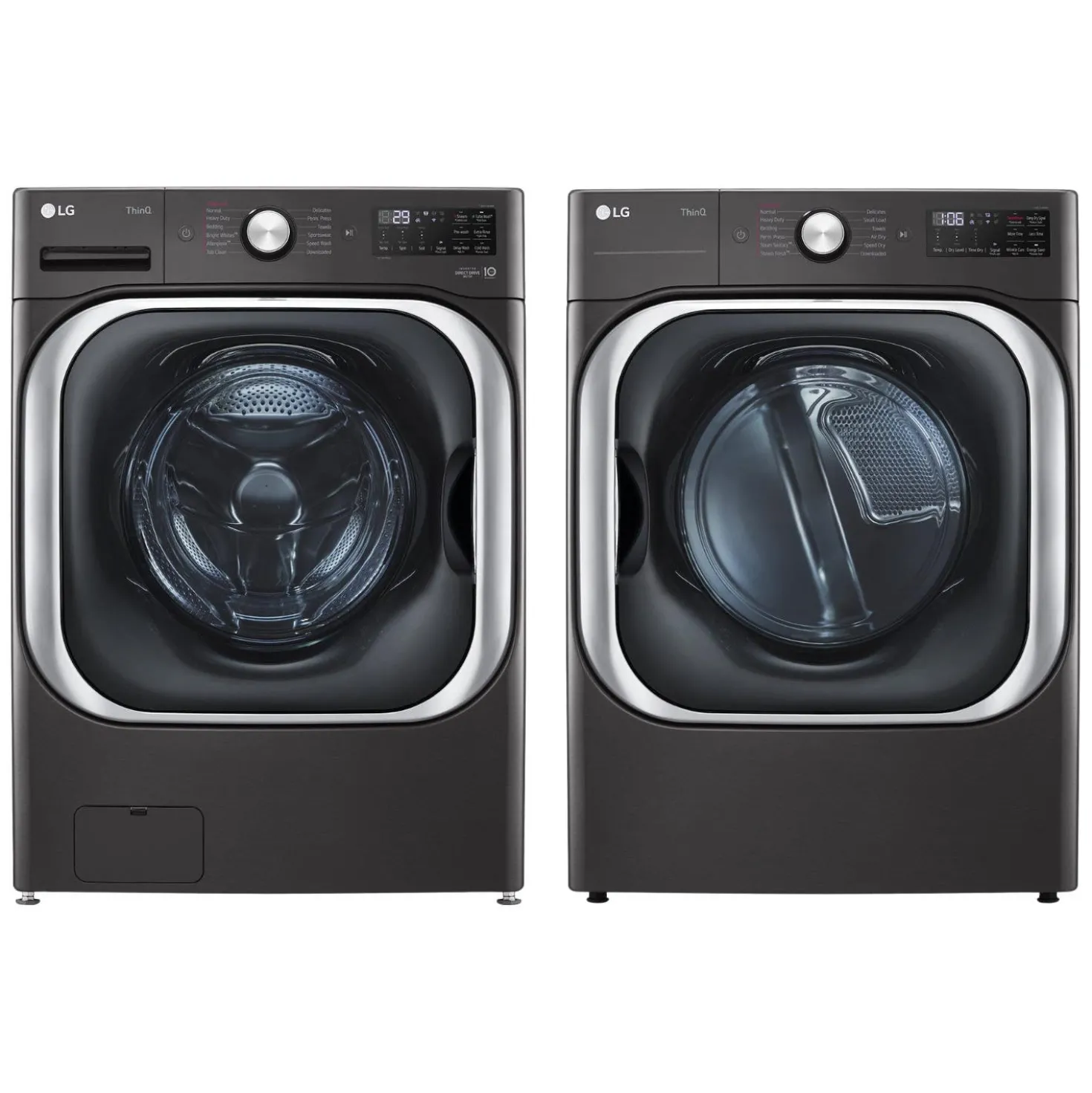 LG Ensemble laveuse sécheuse, Inox noir, Chargement frontal