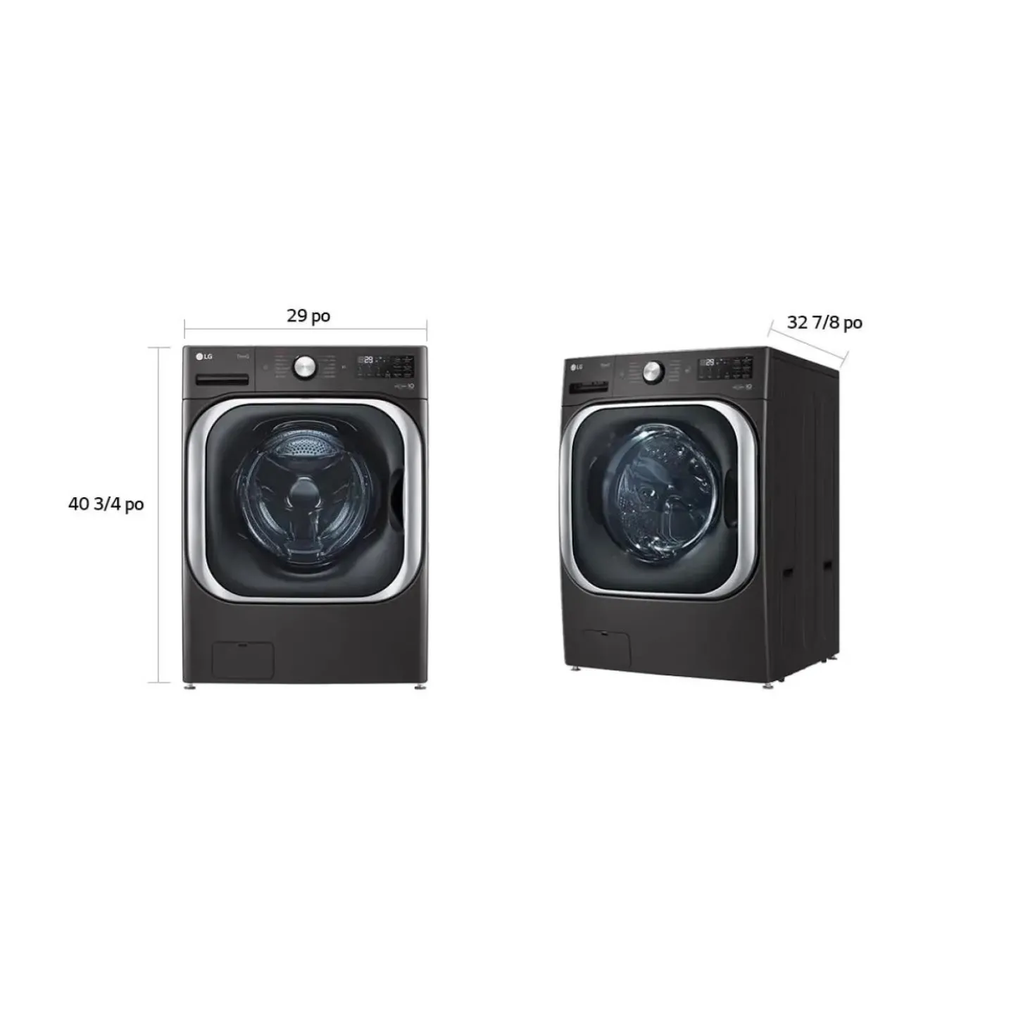 LG Ensemble laveuse sécheuse, Inox noir, Chargement frontal