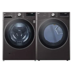 LG Ens laveuse et sécheuse, Inox Noir, Chargement frontal