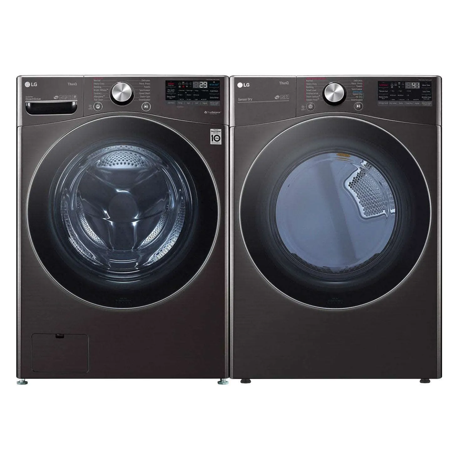 LG Ens laveuse et sécheuse, Inox Noir, Chargement frontal