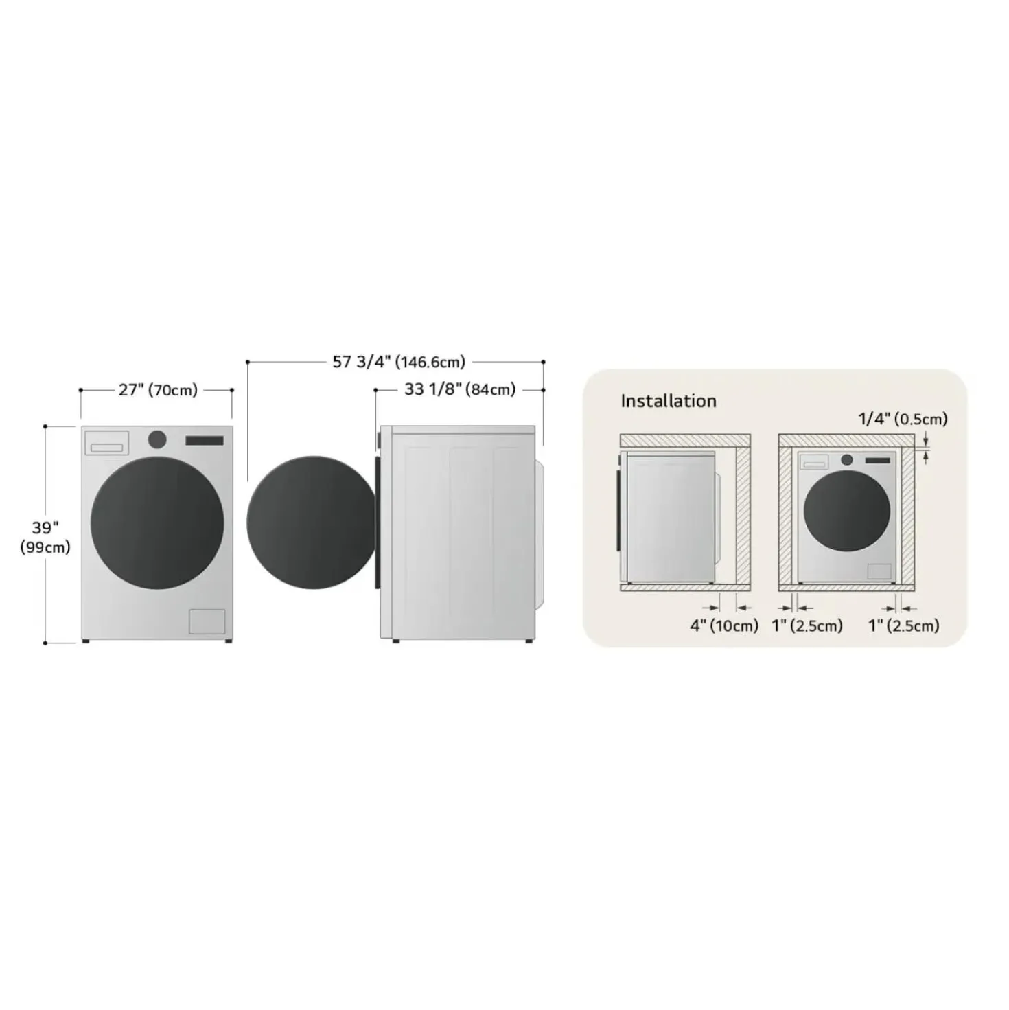 LG Laveuse Chargement frontal Inox Noir 27" - WM6700HBA