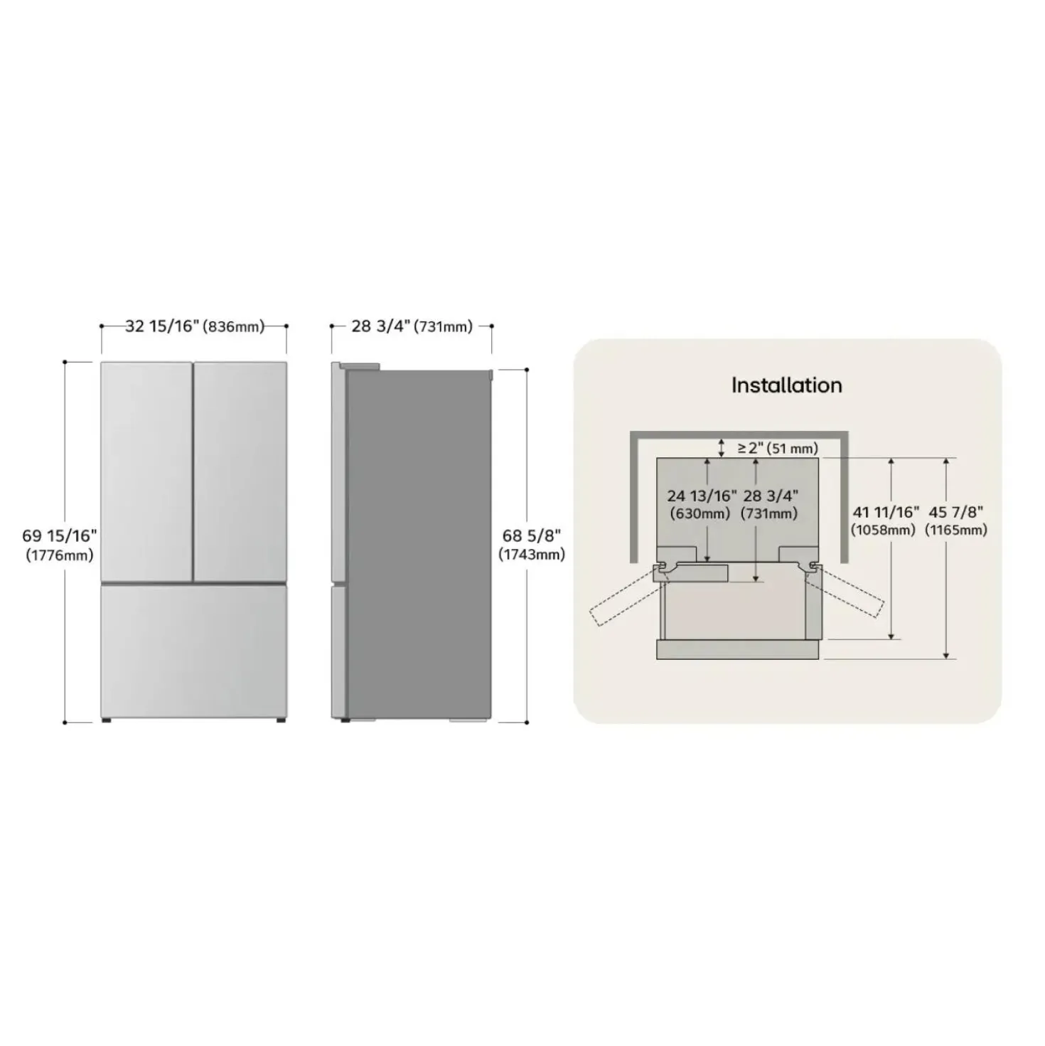LG Réfrigerateur 21 pi3 33 po Acier inoxydable Congélateur en bas, Portes françaises - LF21C6200S