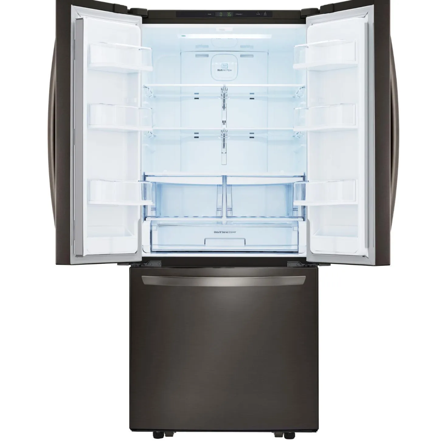 LG Réfrigérateur de 21,8 pi3 30 po Acier inoxydable noir Congélateur en bas, Portes françaises - LRFNS2200D