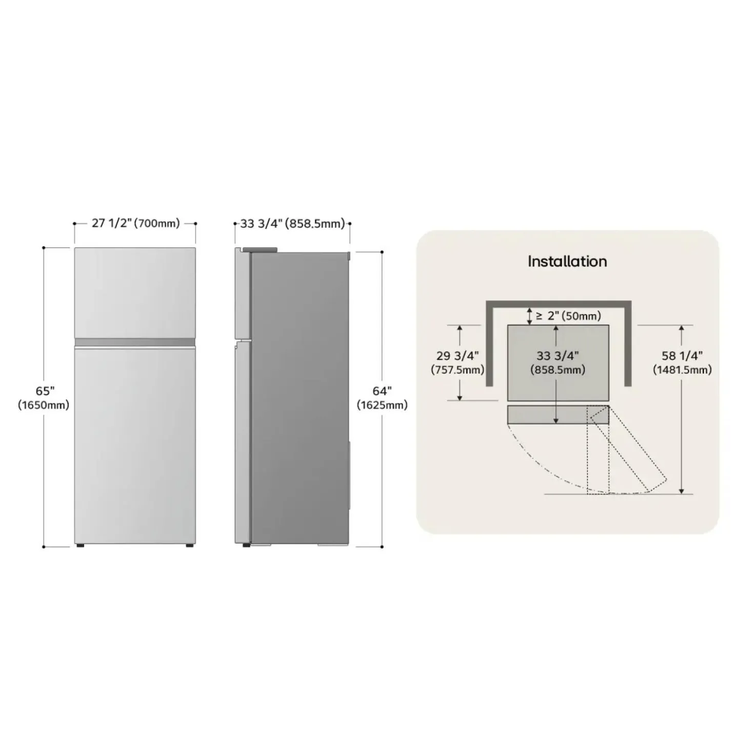 LG Réfrigérateur 18 pi3 28 po Acier inoxydable Congélateur en haut - LT18S2100S
