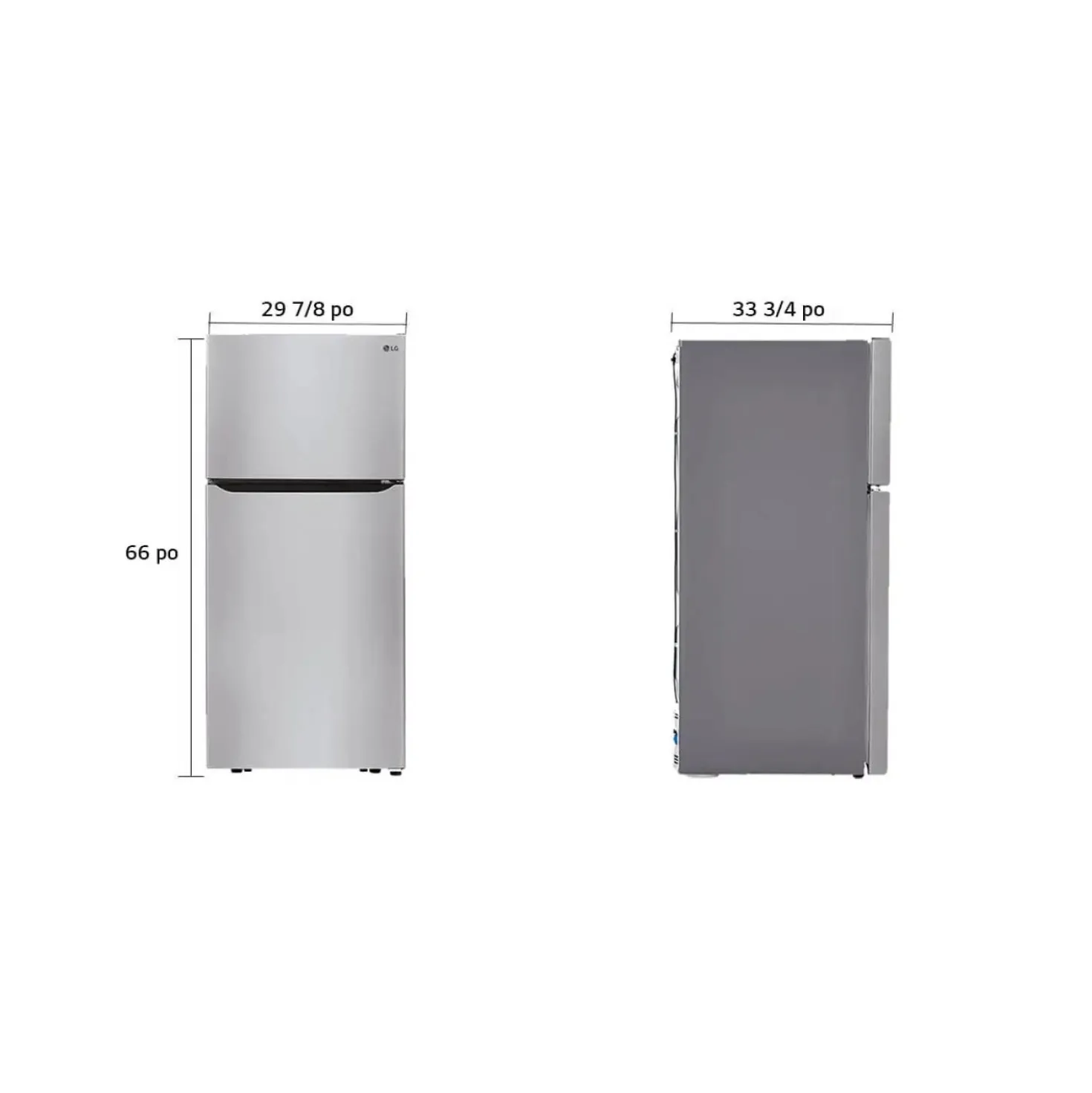 LG Réfrigérateur 20 pi3 30 po Acier inoxydable Congélateur en haut - LTCS20020S