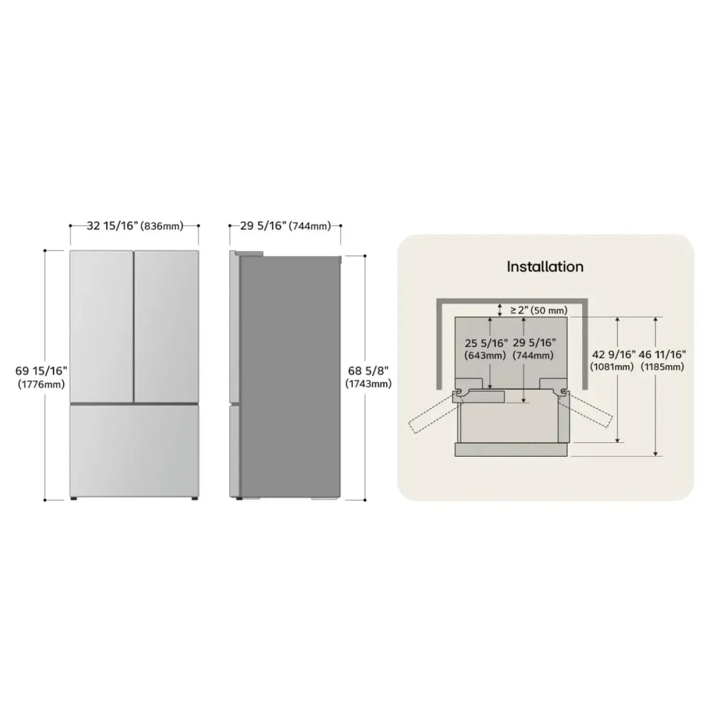 LG Réfrigérateur 20 pi3 33 po Acier inoxydable Portes françaises - LF20C6330S