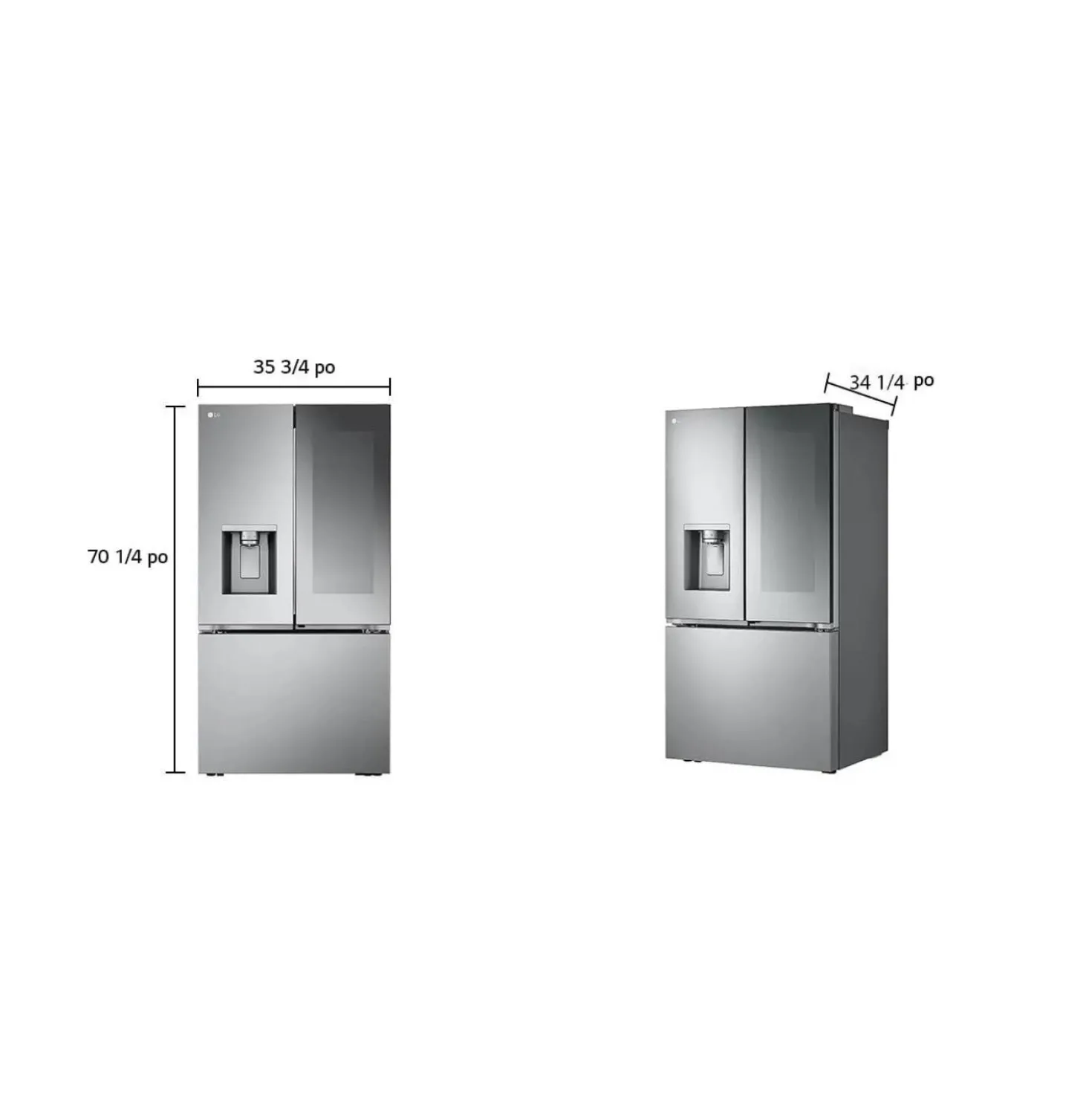 LG Réfrigérateur 31 pi3 36 po Acier inoxydable Portes françaises - LRYKS3106S