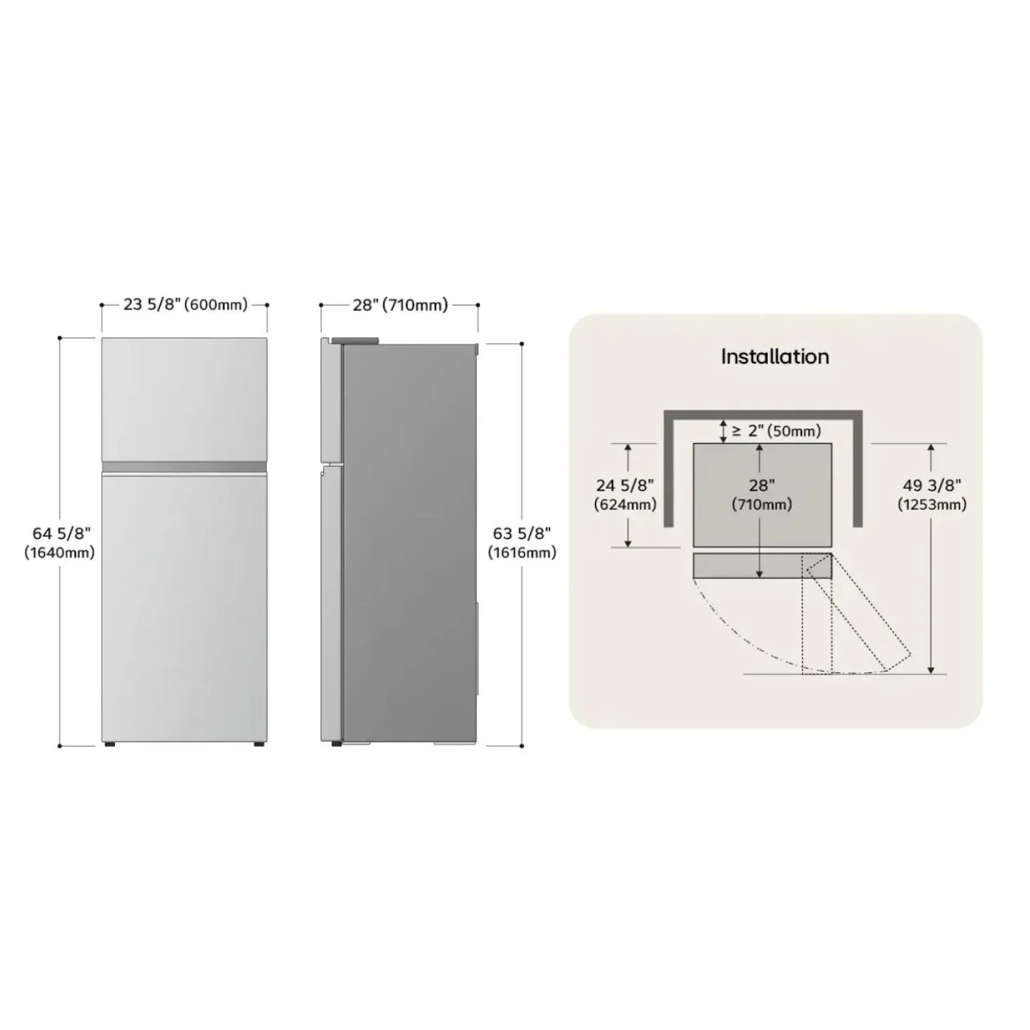 LG Réfrigérateur 11,9 pi3 24 po Argent platine Congélateur en haut - LT11C2000V